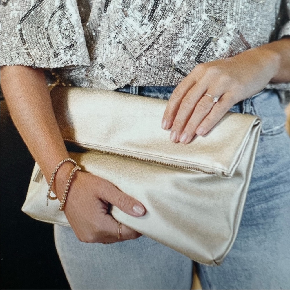 FAWN Design Gold Fold over Oversized Clutch from Winter 2022 Jilly Box